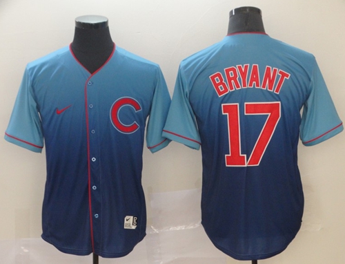 Nike Cubs #17 Kris Bryant Royal Fade Authentic Stitched MLB Jersey