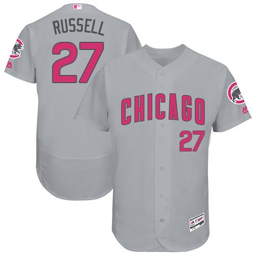 Cubs #27 Addison Russell Grey Flexbase Authentic Collection Mother's Day Stitched MLB Jersey