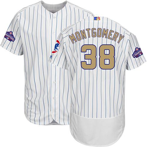 Cubs #38 Mike Montgomery White(Blue Strip) Flexbase Authentic 2017 Gold Program Stitched MLB Jersey