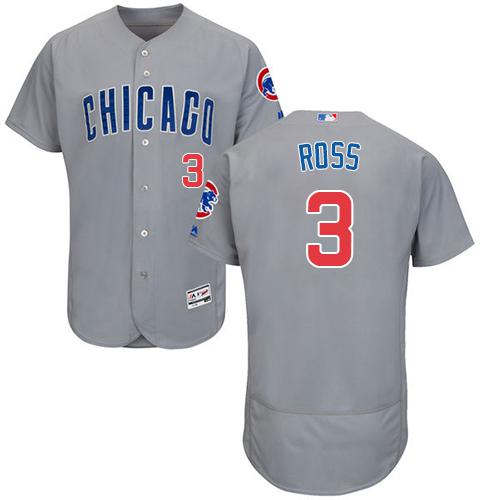 Cubs #3 David Ross Grey Flexbase Authentic Collection Road Stitched MLB Jersey