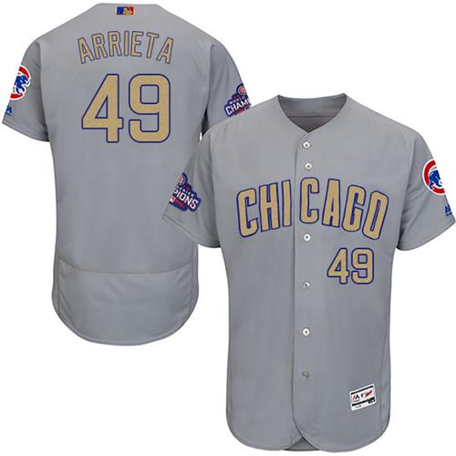 Cubs #49 Jake Arrieta Grey Flexbase Authentic 2017 Gold Program Stitched MLB Jersey