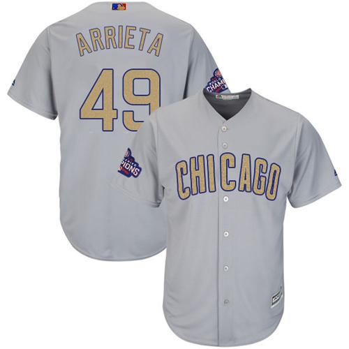 Cubs #49 Jake Arrieta Grey 2017 Gold Program Cool Base Stitched MLB Jersey