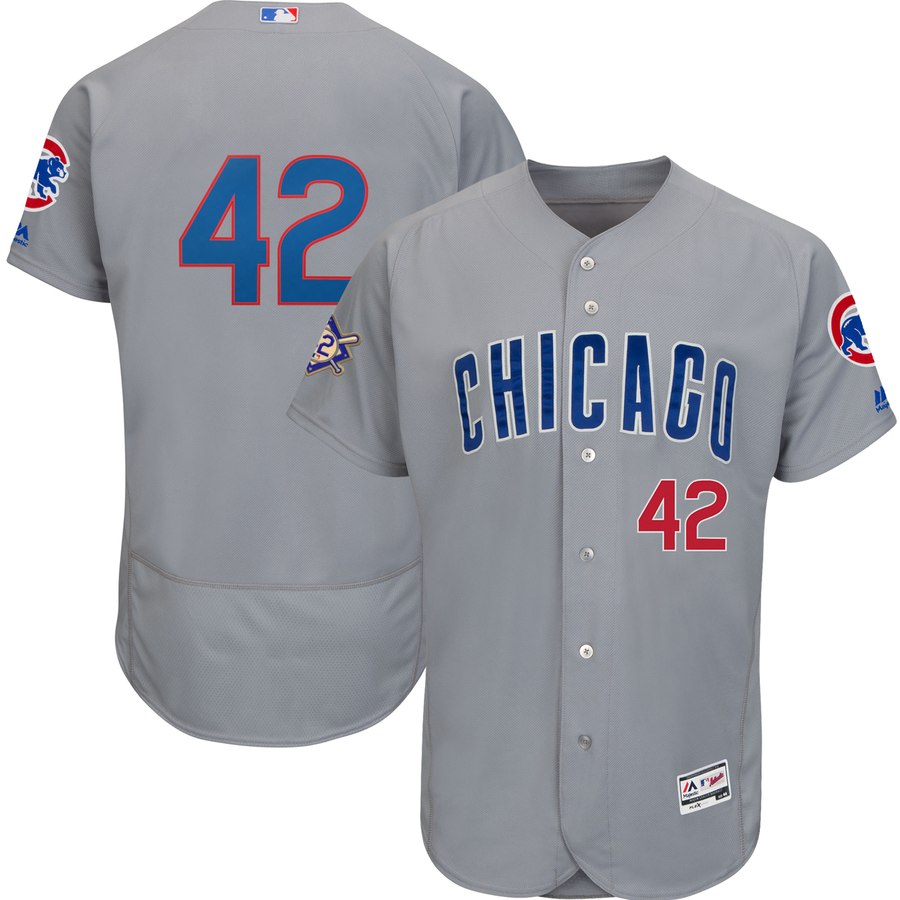 Chicago Cubs #42 Majestic 2019 Jackie Robinson Day Flex Base Jersey Gray