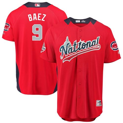 Cubs #9 Javier Baez Red 2018 All-Star National League Stitched MLB Jersey