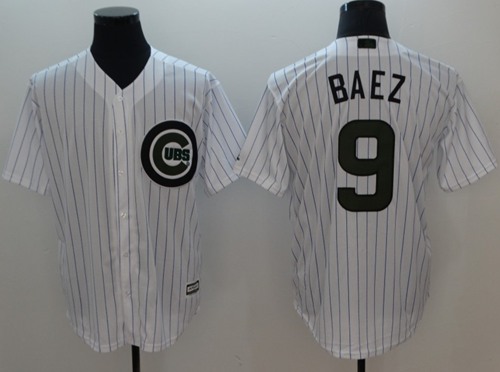 Cubs #9 Javier Baez White(Blue Strip) New Cool Base 2018 Memorial Day Stitched MLB Jersey