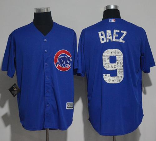 Cubs #9 Javier Baez Blue 2017 Spring Training Authentic Flex Base Stitched MLB Jersey