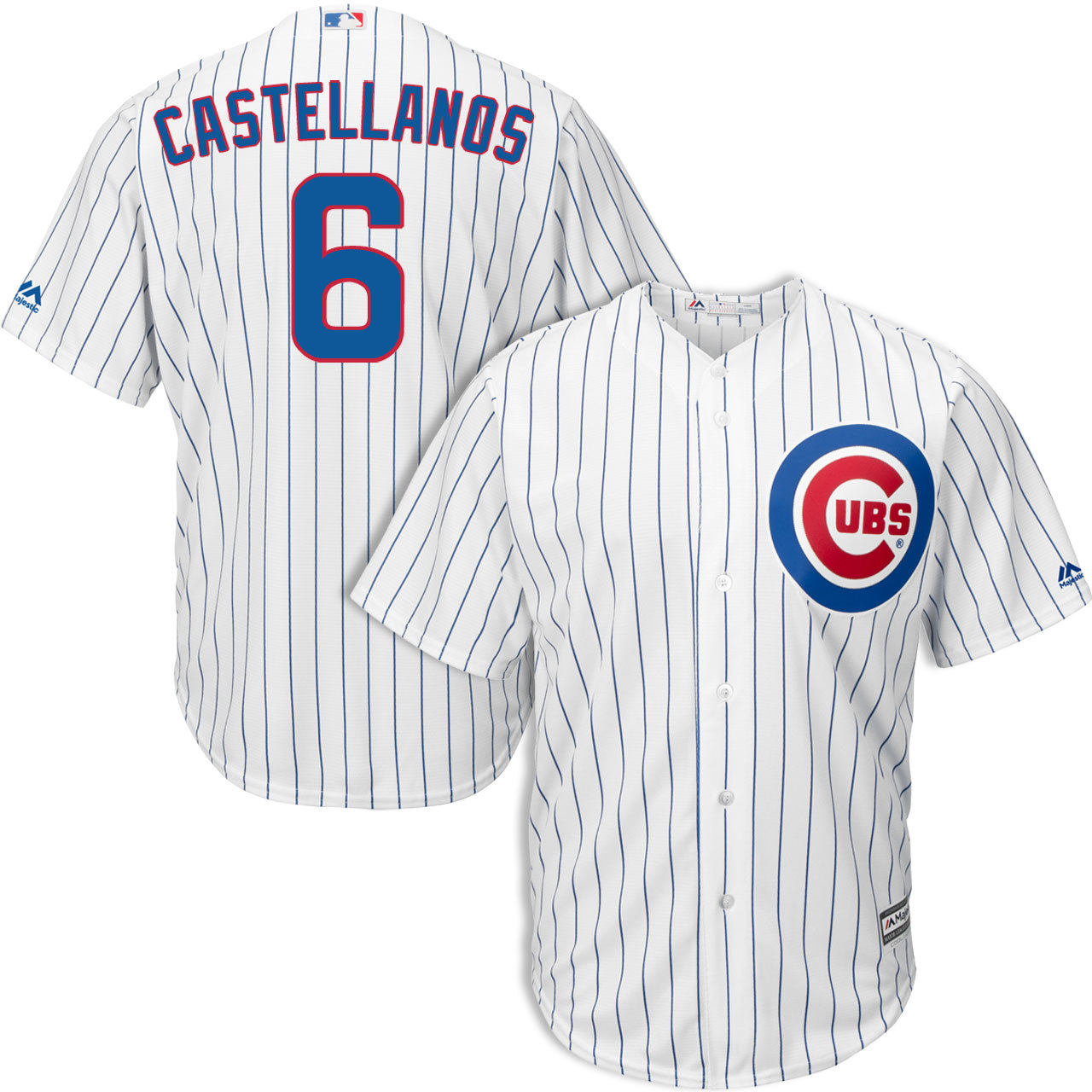Cubs #6 Nicholas Castellanos White Strip New Cool Base Stitched MLB Jersey