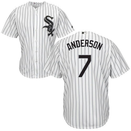 White Sox #7 Tim Anderson White(Black Strip) New Cool Base Stitched MLB Jersey