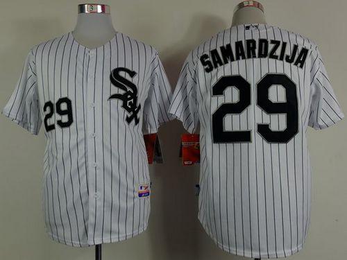 White Sox #29 Jeff Samardzija White Black Strip Stitched MLB Jersey
