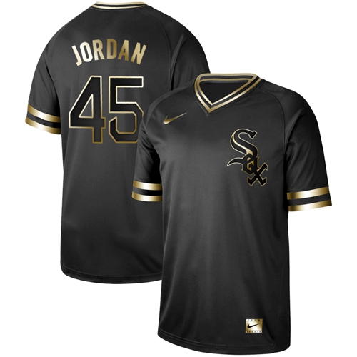 Nike White Sox #45 Michael Jordan Black Gold Authentic Stitched MLB Jersey