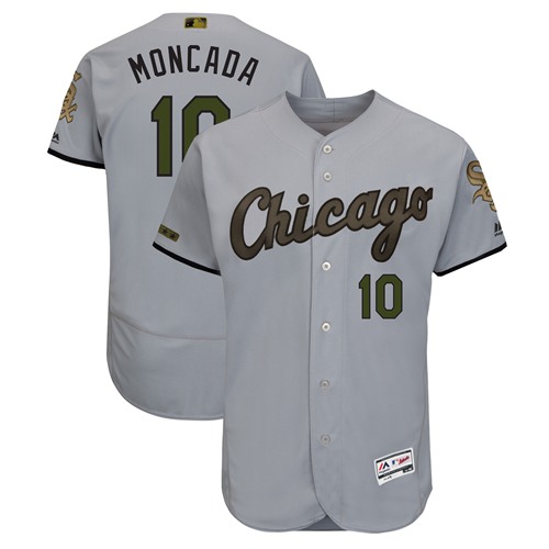 White Sox #10 Yoan Moncada Grey Flexbase Authentic Collection 2018 Memorial Day Stitched MLB Jersey