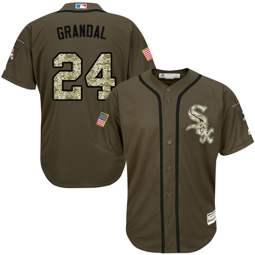 White Sox #24 Yasmani Grandal Green Salute to Service Stitched MLB Jersey