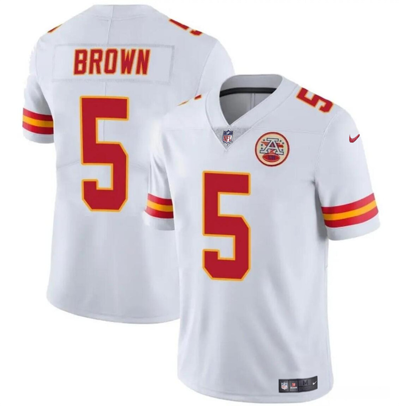 Men’s Kansas City Chiefs #5 Hollywood Brown White Vapor Untouchable Limited Stitched Football Jersey
