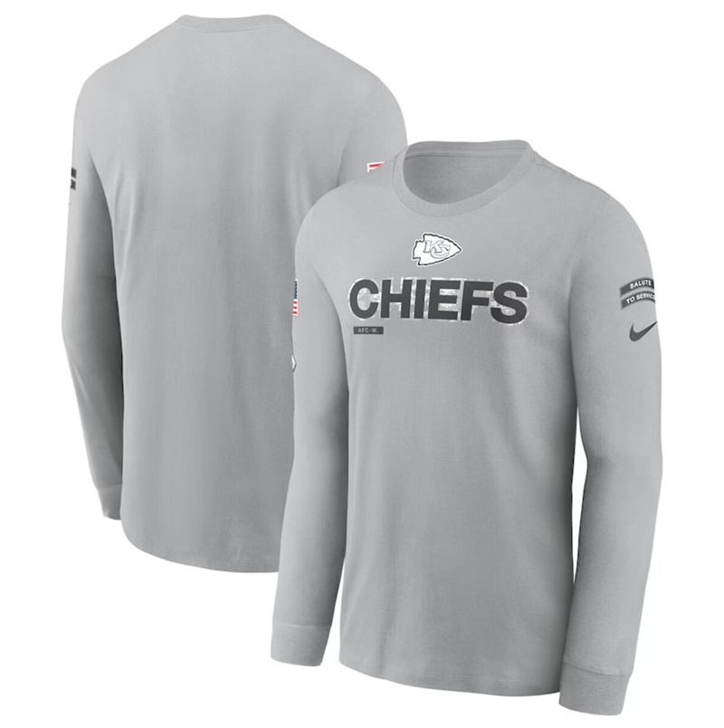 Men's Kansas City Chiefs 2024 Gray Salute To Service Long Sleeve T-Shirt Men's Kansas City Chiefs 2024 Gray Salute To Service Long Sleeve T-Shirt
