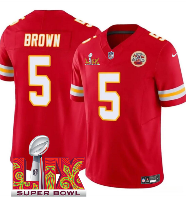 Men's Kansas City Chiefs #5 Hollywood Brown Red F.U.S.E. 24/25 Super Bowl LIX Vapor Untouchable Limited Stitched Football Jersey
