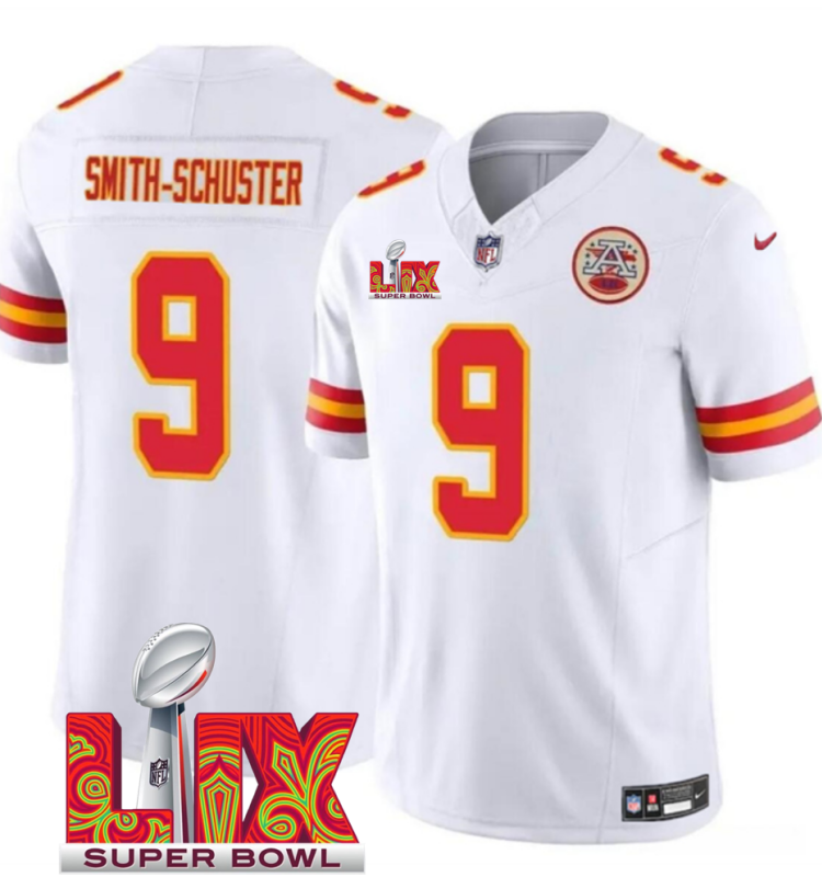 Men's Kansas City Chiefs #9 JuJu Smith-Schuster White F.U.S.E. 24/25 Super Bowl LIX Vapor Untouchable Limited Stitched Football Jersey
