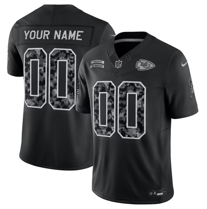 Men's Kansas City Chiefs Active Player Custom Black F.U.S.E. 2026 Salute to Service Limited Stitched Football Jersey