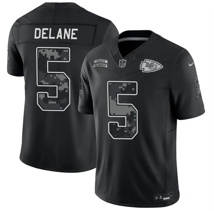 Men's Kansas City Chiefs #5 Mansoor Delane Black F.U.S.E. 2026 Salute to Service Limited Stitched Football Jersey