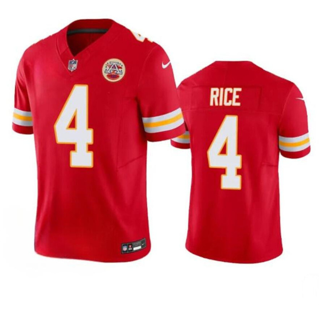 Men’s Kansas City Chiefs #4 Rashee Rice Red 2024 F.U.S.E. Vapor Untouchable Limited Stitched Football Jersey