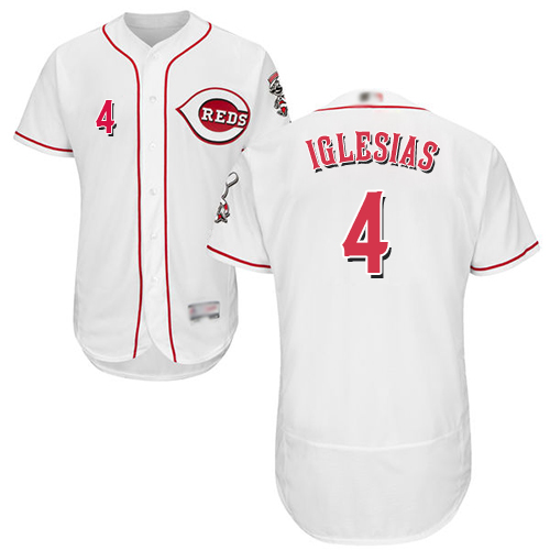 Reds #4 Jose Iglesias White Flexbase Authentic Collection Stitched MLB Jersey