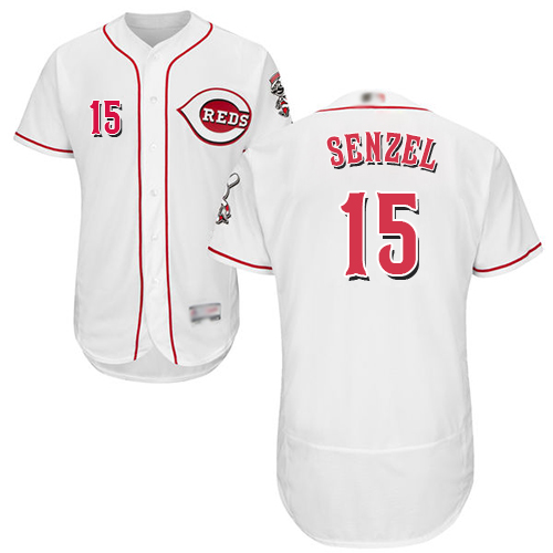 Reds #15 Nick Senzel White Flexbase Authentic Collection Stitched MLB Jersey