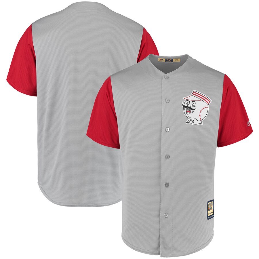 Cincinnati Reds Blank Majestic Cooperstown Collection 1956 Cool Base Jersey Gray