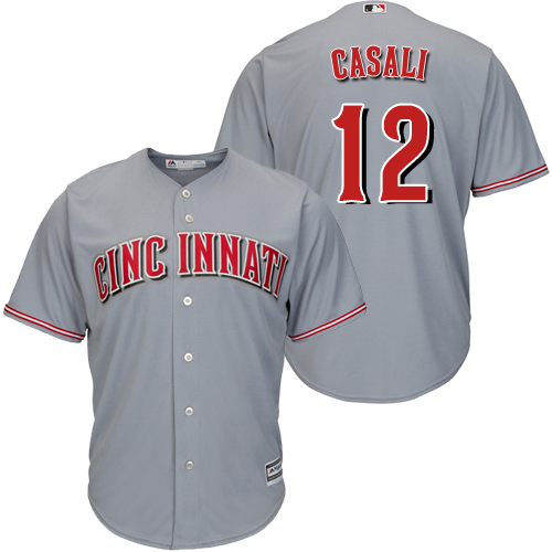 Reds #12 Curt Casali Grey New Cool Base Stitched MLB Jersey