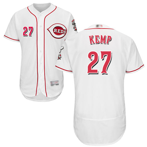Reds #27 Matt Kemp White Flexbase Authentic Collection Stitched MLB Jersey
