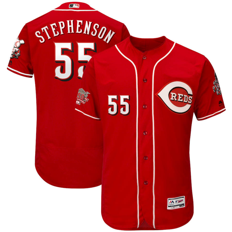 Cincinnati Reds #55 Robert Stephenson Majestic Alternate Authentic Collection Flex Base Player Jersey Scarlet