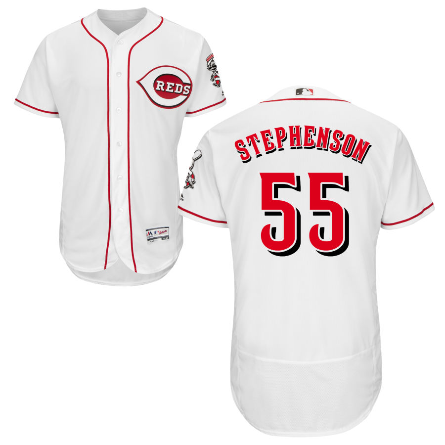 Cincinnati Reds #55 Robert Stephenson Majestic Home Flex Base Authentic Collection Jersey White