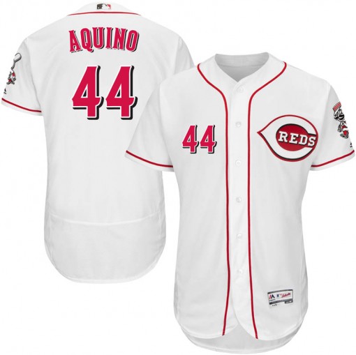 Reds #44 Aristides Aquino White Flexbase Authentic Collection Stitched MLB Jersey