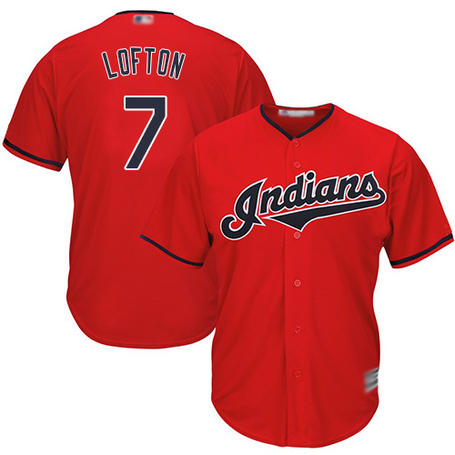 Indians #7 Kenny Lofton Red New Cool Base Stitched MLB Jersey