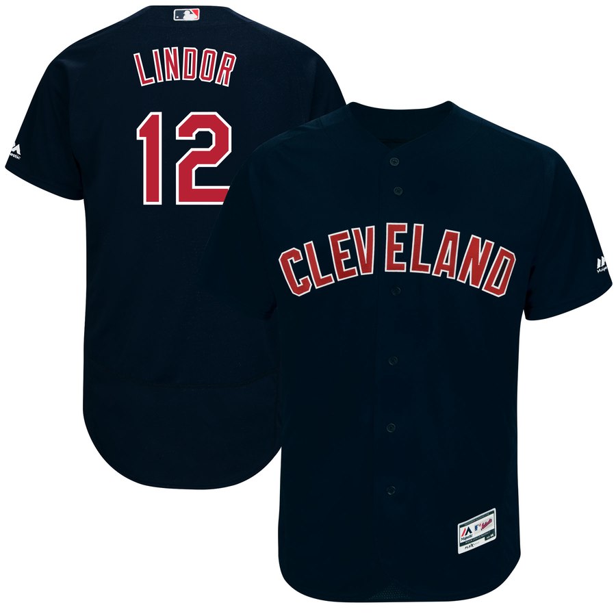 Indians #12 Francisco Lindor Navy 2019 Flexbase Authentic Collection Stitched MLB Jersey