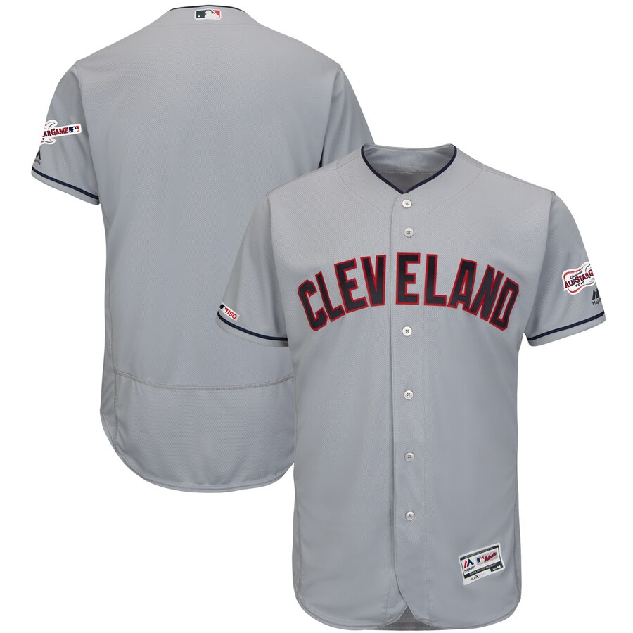Cleveland Indians Blank Majestic Road 2019 All-Star Game Patch Flex Base Team Jersey Gray