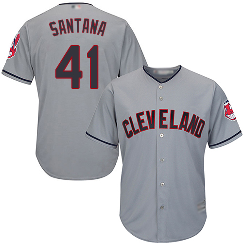 Indians #41 Carlos Santana Grey New Cool Base Stitched MLB Jersey