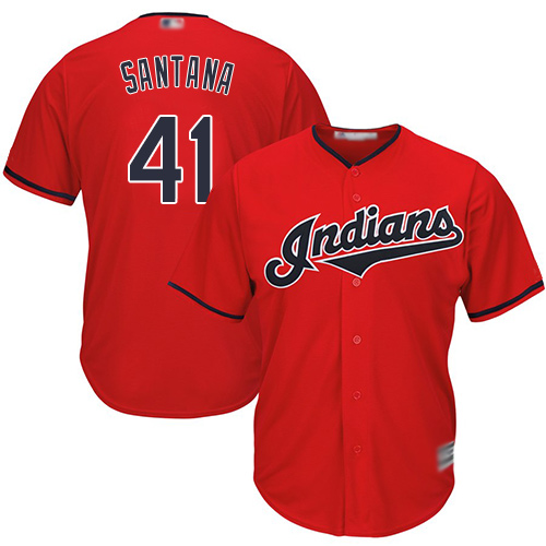 Indians #41 Carlos Santana Red New Cool Base Stitched MLB Jersey