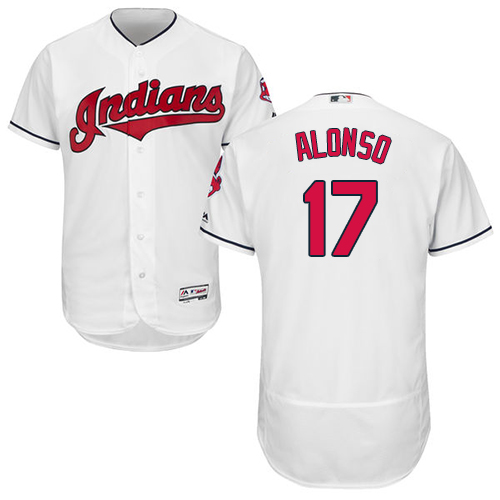 Indians #17 Yonder Alonso White Flexbase Authentic Collection Stitched MLB Jersey