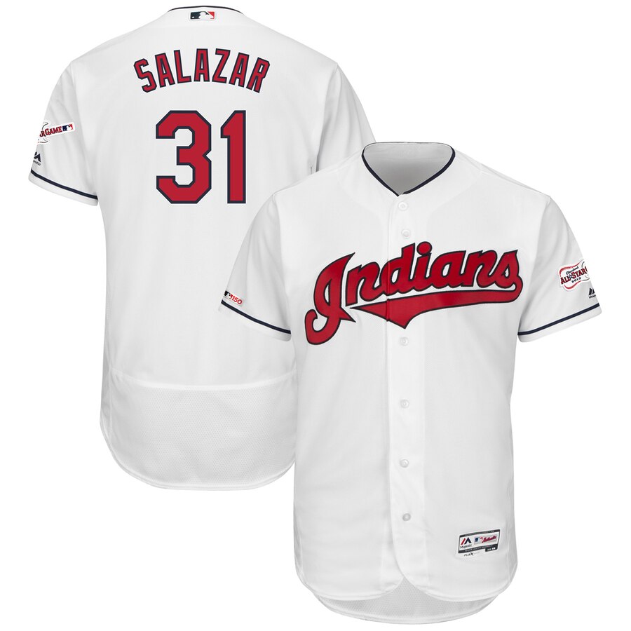 Cleveland Indians #31 Danny Salazar Majestic Home 2019 All-Star Game Patch Flex Base Player Jersey White