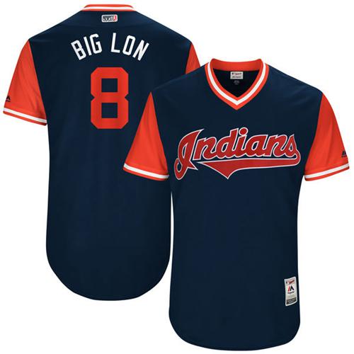 Indians #8 Lonnie Chisenhall Navy "Big Lon" Players Weekend Authentic Stitched MLB Jersey