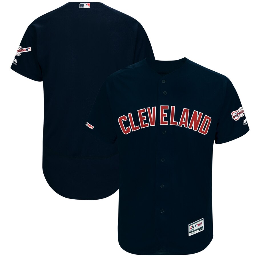 Cleveland Indians Blank Majestic Alternate 2019 All-Star Game Patch Flex Base Team Jersey Navy