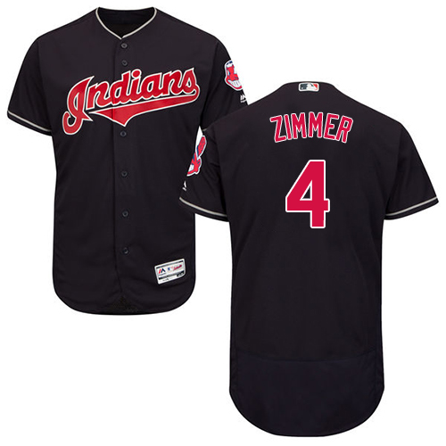 Indians #4 Bradley Zimmer Navy Blue Flexbase Authentic Collection Stitched MLB Jersey