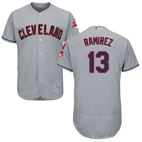 Indians #13 Hanley Ramirez Grey Flexbase Authentic Collection Stitched MLB Jersey