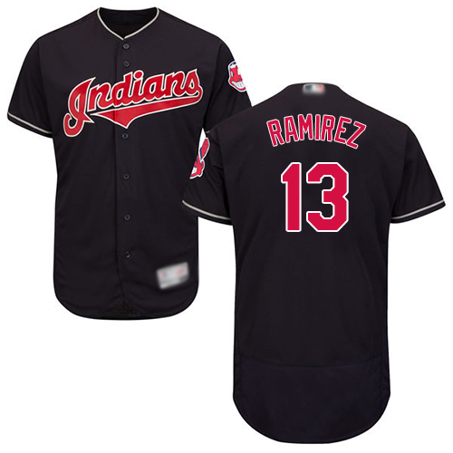 Indians #13 Hanley Ramirez Navy Blue Flexbase Authentic Collection Stitched MLB Jersey