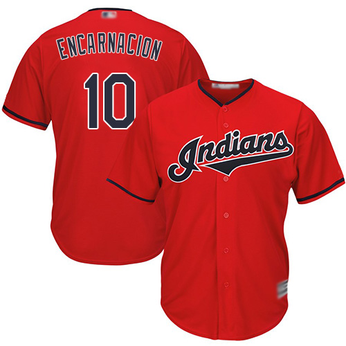 Indians #10 Edwin Encarnacion Red New Cool Base Stitched MLB Jersey