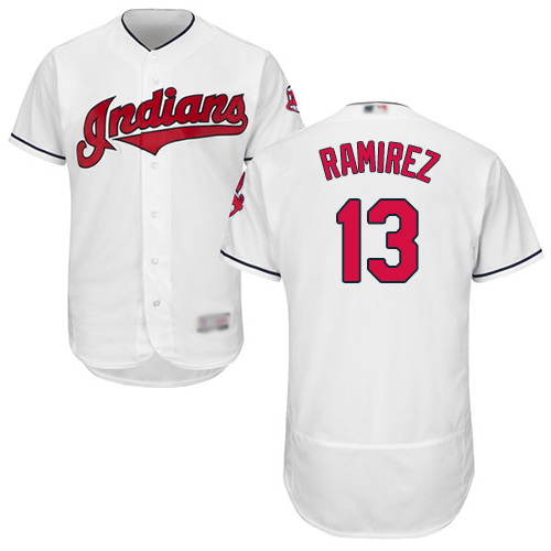Indians #13 Hanley Ramirez White Flexbase Authentic Collection Stitched MLB Jersey