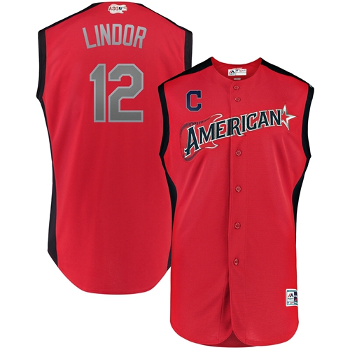 Indians #12 Francisco Lindor Red 2019 All-Star American League Stitched MLB Jersey