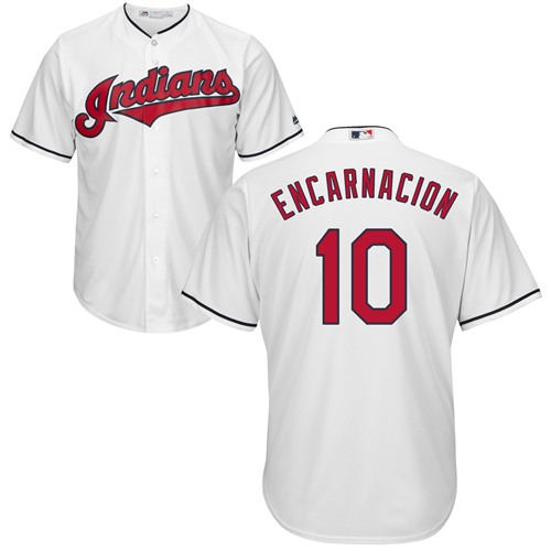 Indians #10 Edwin Encarnacion White New Cool Base Stitched MLB Jersey