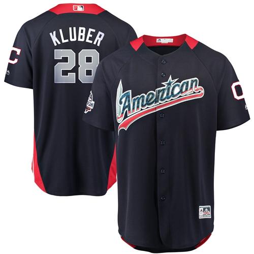 Indians #28 Corey Kluber Navy Blue 2018 All-Star American League Stitched MLB Jersey