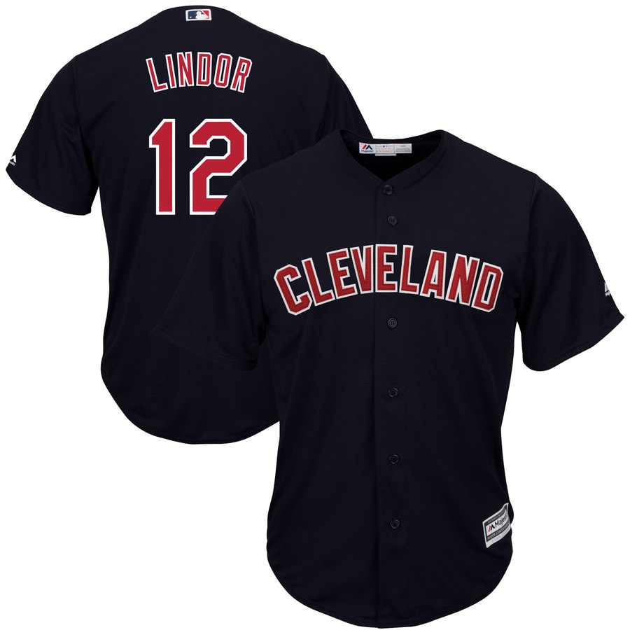 Indians #12 Francisco Lindor Navy Alternate 2019 Cool Base Team Stitched MLB Jersey
