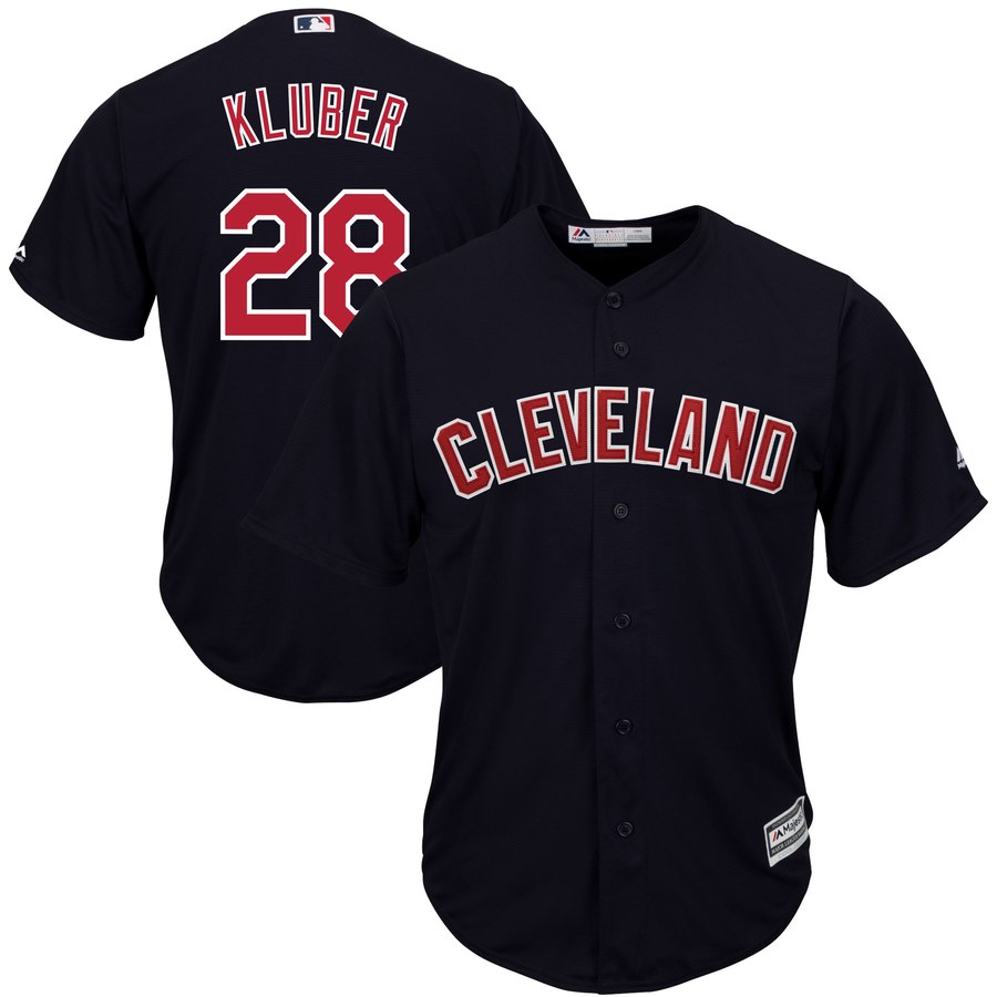Indians #28 Corey Kluber Navy Alternate 2019 Cool Base Team Stitched MLB Jersey